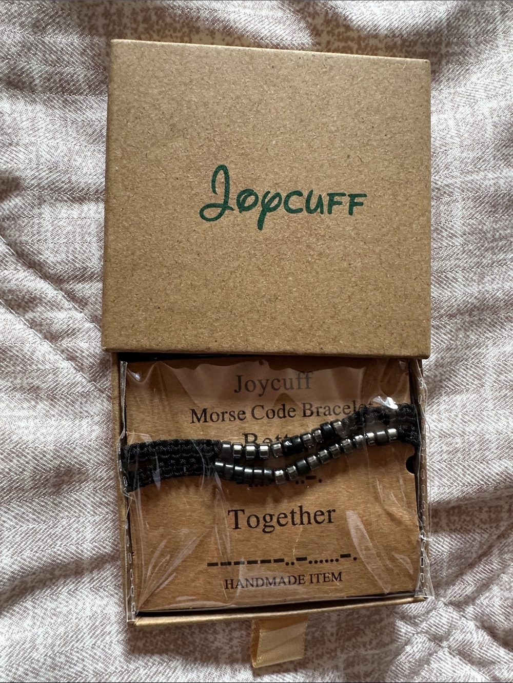 Joycuff Morse Code Bracelet - Black & Silver Beads “Better Together” Bracelets
